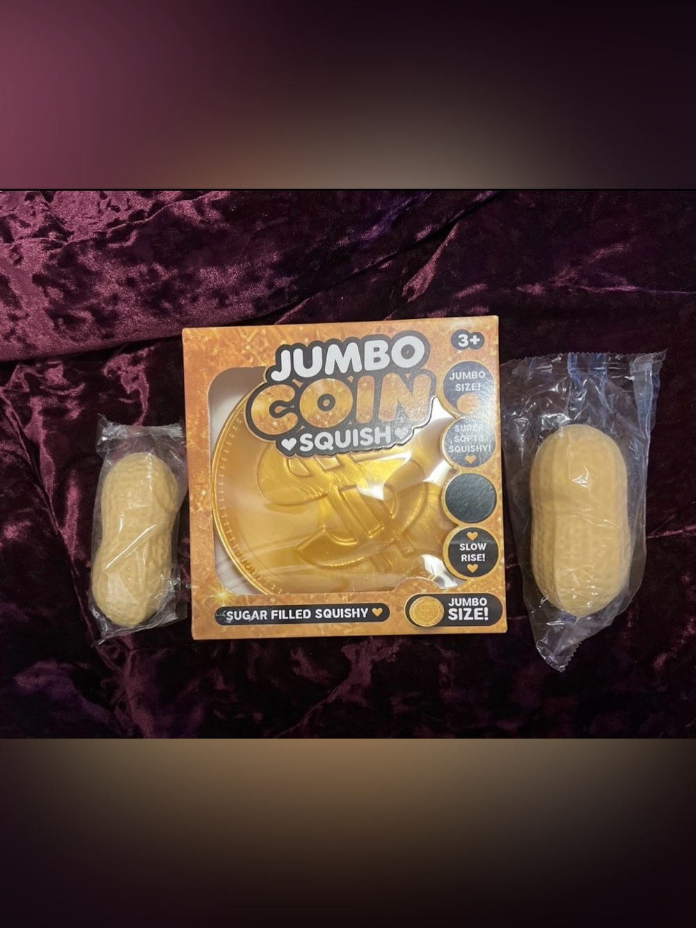 Jumbo Sugar Filled Gold
Dollar Coin /2peanuts
Squishy Fidget Toy Lot